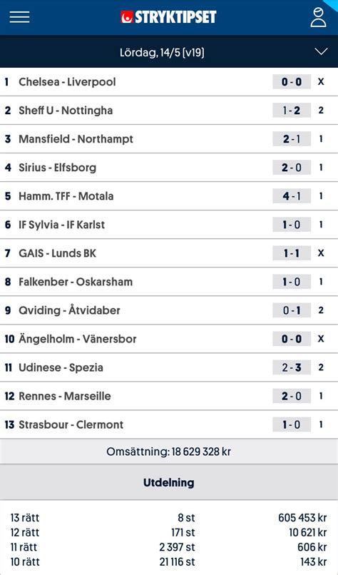 Resultat Stryktipset – Utdelning och resultat, se den rätta raden .
